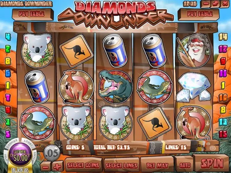 Diamonds Downunder Rival Slot Game released in December 2011 - Free Spins