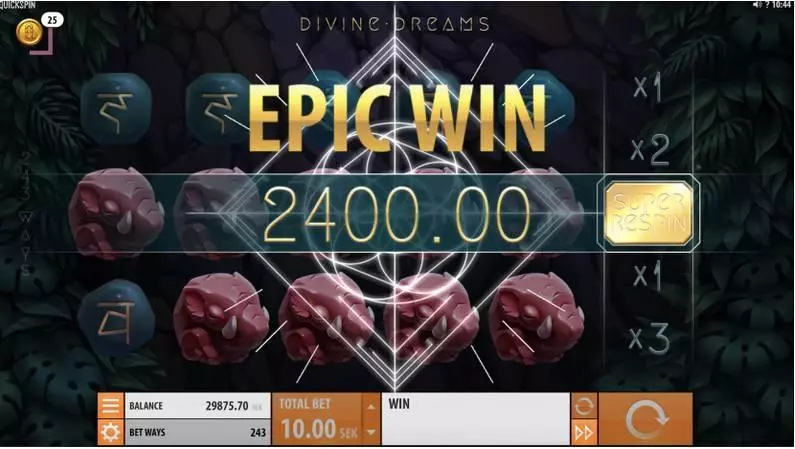 Divine Dreams Quickspin Slot Game released in January 2019 - Free Spins