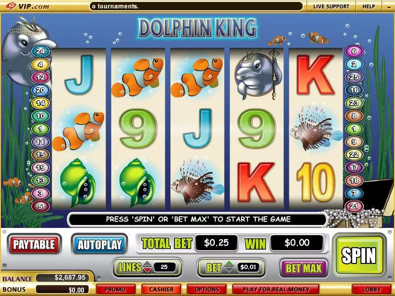 Dolphin King WGS Technology Slot Game released in July 2008 - Free Spins