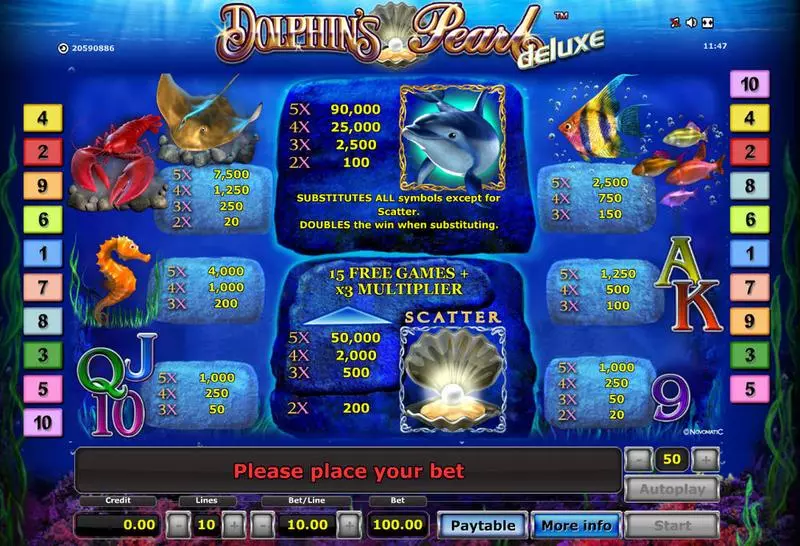 Dolphin's Pearl - Deluxe Novomatic Slot Game released in   - Free Spins