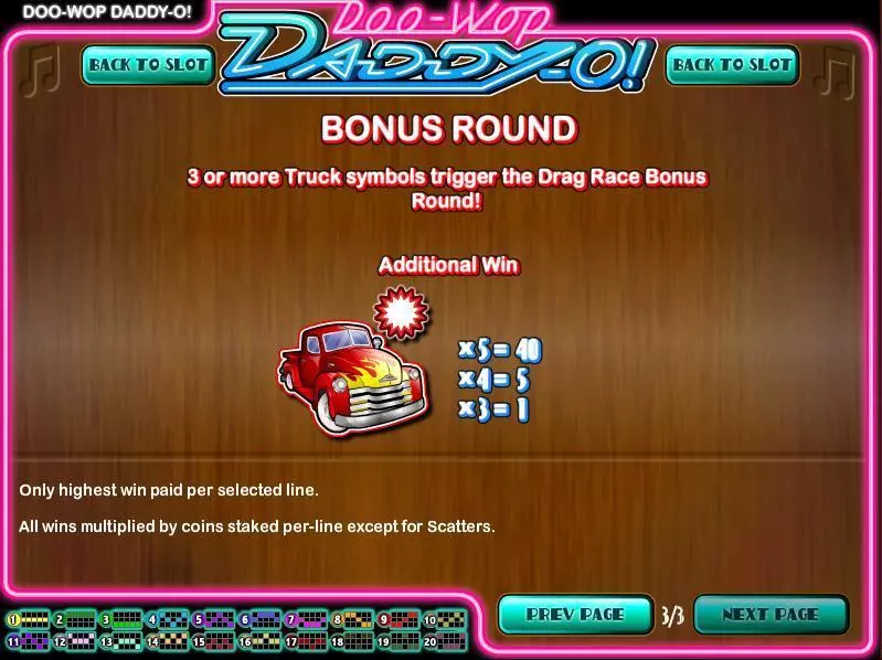Doo-wop Daddy-O Rival Slot Game released in August 2010 - Second Screen Game