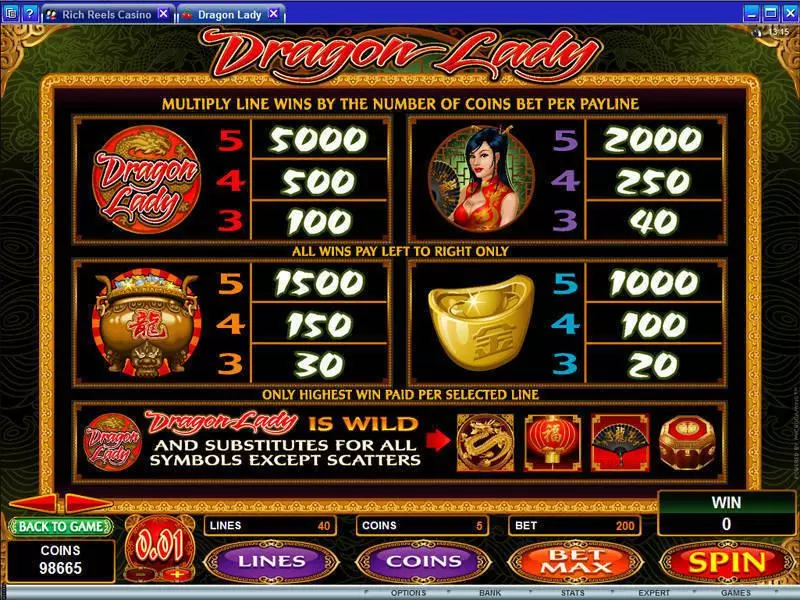 Dragon Lady Microgaming Slot Game released in   - Free Spins