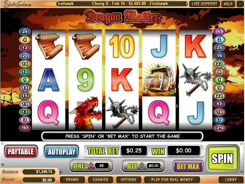 Dragon Master WGS Technology Slot Game released in January 2011 - Free Spins