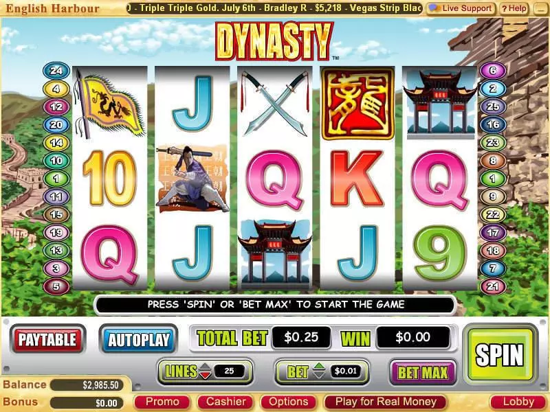 Dynasty WGS Technology Slot Game released in July 2009 - Free Spins