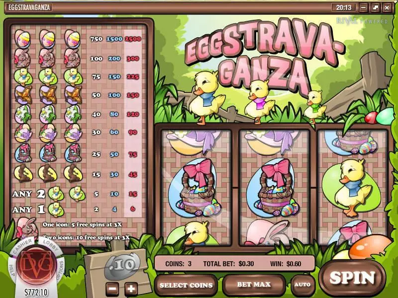 Eggstravaganza Rival Slot Game released in April 2009 - Free Spins