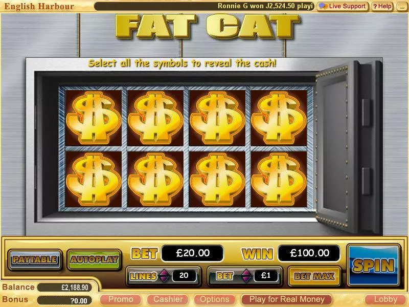 Fat Cat WGS Technology Slot Game released in September 2006 - Second Screen Game