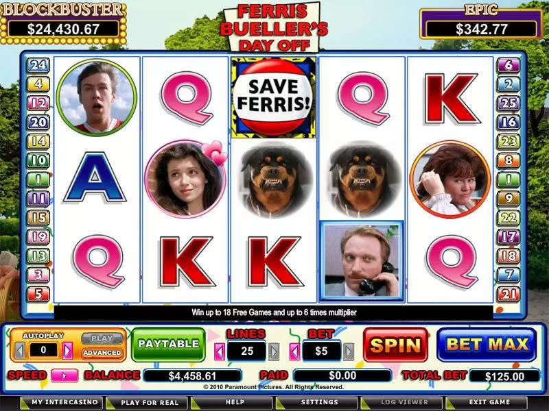 Ferris Bueller CryptoLogic Slot Game released in   - Free Spins