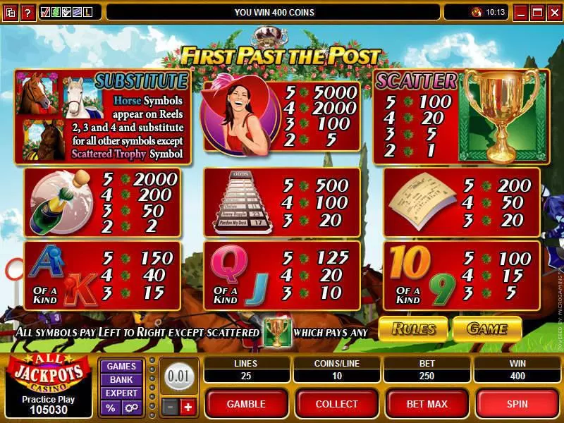 First Past The Post Microgaming Slot Game released in   - Free Spins