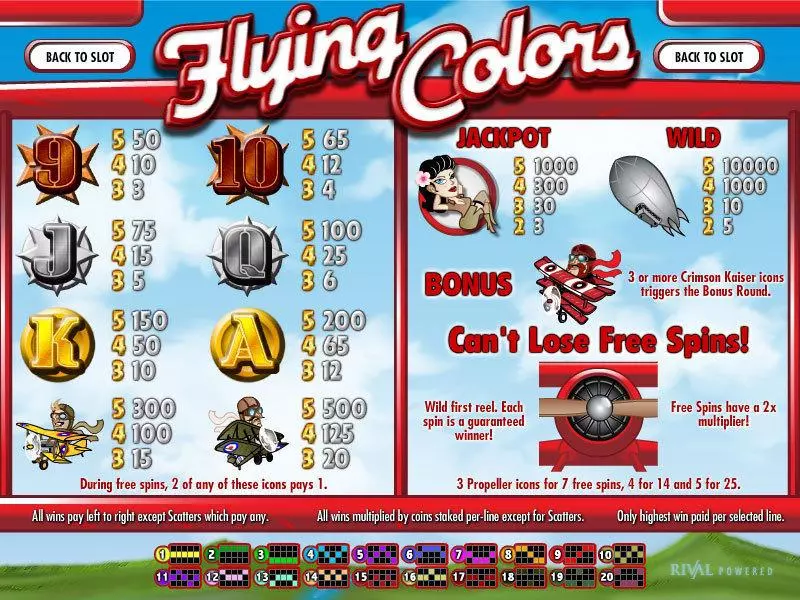 Flying Colors Rival Slot Game released in June 2010 - Free Spins