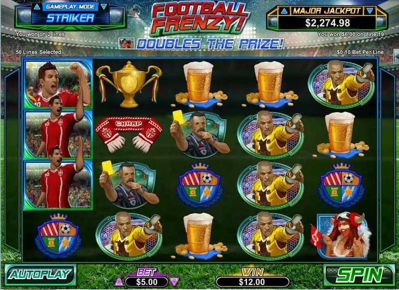 Football Frenzy RTG Slot Game released in May 2014 - Second Screen Game
