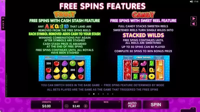 Fruits vs Candy Microgaming Slot Game released in January 2017 - Free Spins