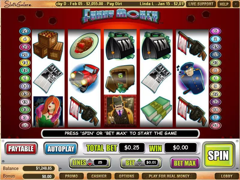 Funny Money WGS Technology Slot Game released in January 2011 - Free Spins