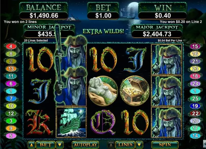 Ghost Ship RTG Slot Game released in March 2015 - Free Spins