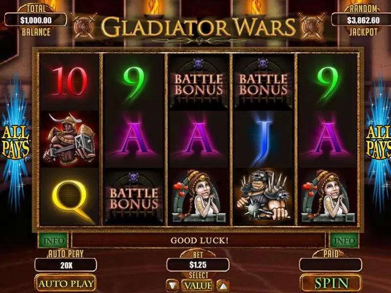 Gladiator Wars RTG Slot Game released in September 2012 - Second Screen Game
