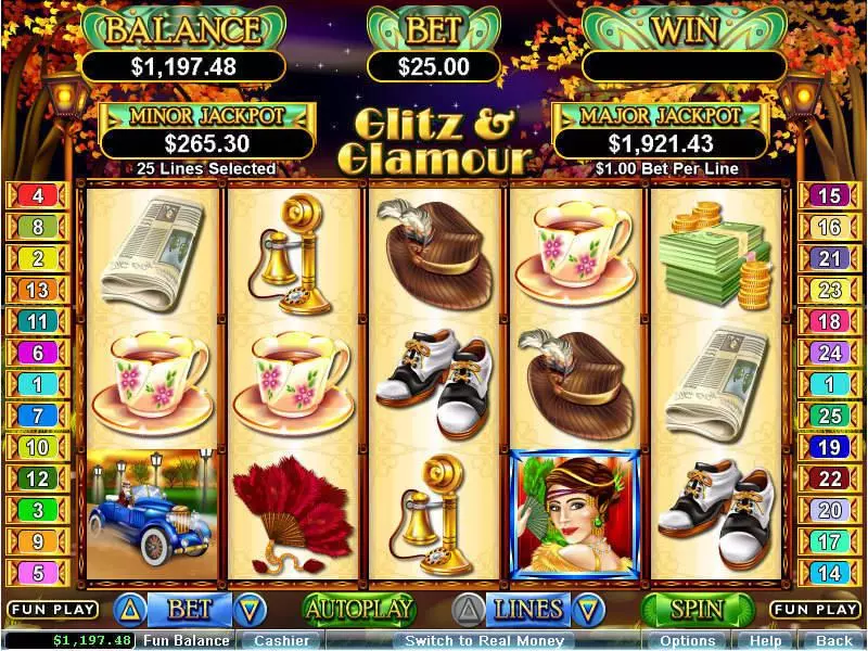 Glitz and Glamour RTG Slot Game released in August 2011 - Free Spins