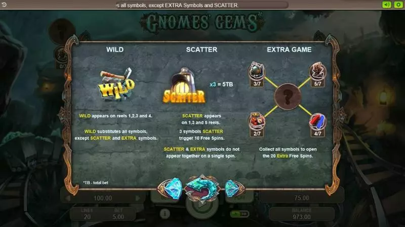 Gnomes' Gems Booongo Slot Game released in August 2017 - Free Spins