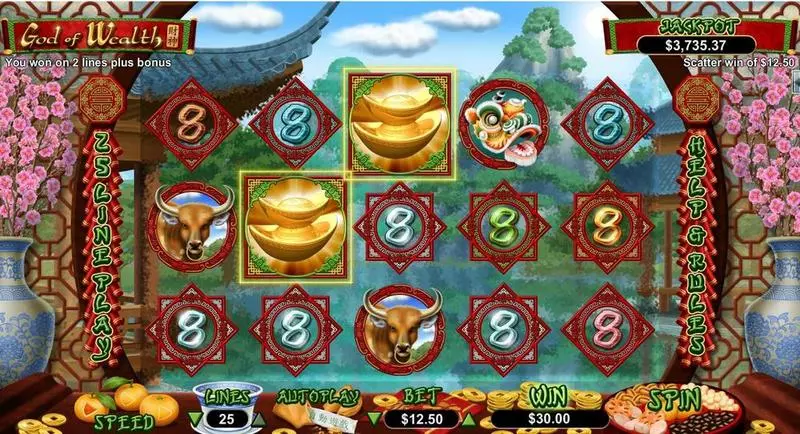 God of Wealth RTG Slot Game released in January 2016 - Free Spins