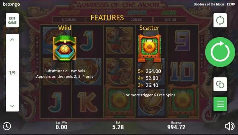 Goddes of the Moon Booongo Slot Game released in March 2018 - Bonus Meters