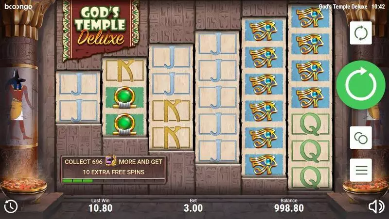 God's Temple Deluxe Booongo Slot Game released in July 2018 - Accumulated Bonus