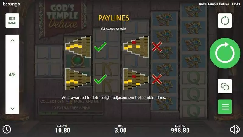 God's Temple Deluxe Booongo Slot Game released in July 2018 - Accumulated Bonus