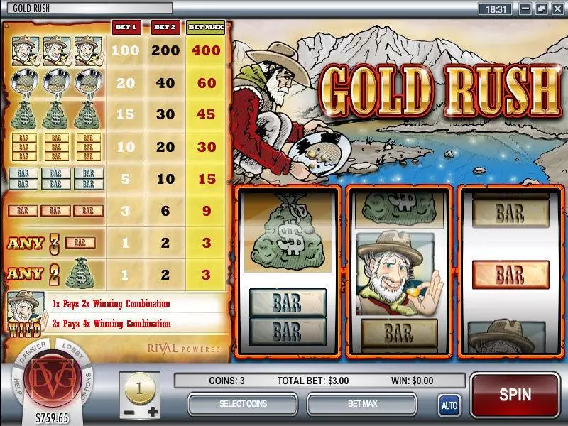Gold Rush Rival Slot Game released in  2008 - 