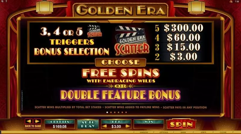 Golden Era Microgaming Slot Game released in February 2015 - Bonus Choice