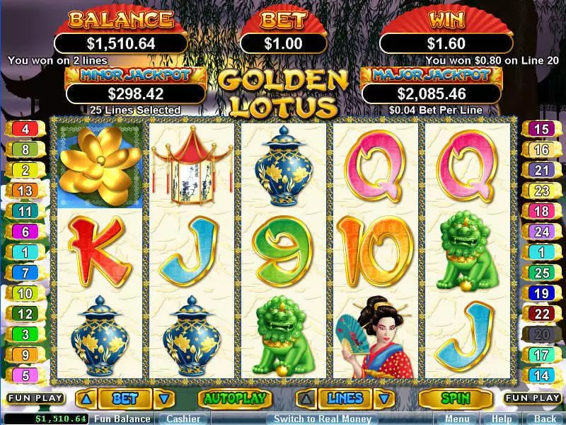 Golden Lotus RTG Slot Game released in February 2010 - Free Spins