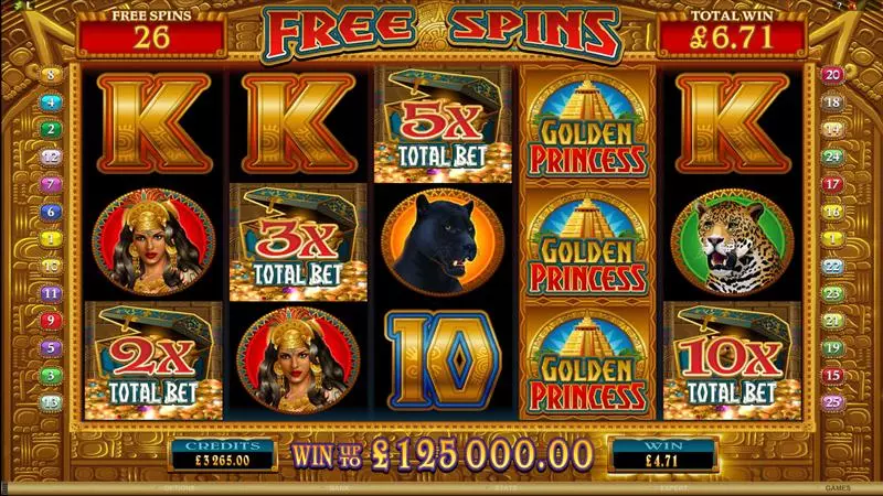 Golden Princess Microgaming Slot Game released in March 2015 - Free Spins