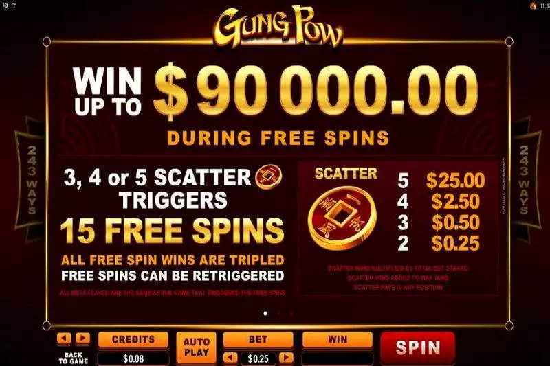 Gung Pow Microgaming Slot Game released in January 2015 - Free Spins