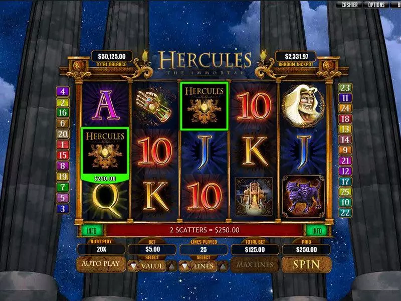 Hercules the Immortal RTG Slot Game released in June 2012 - Free Spins