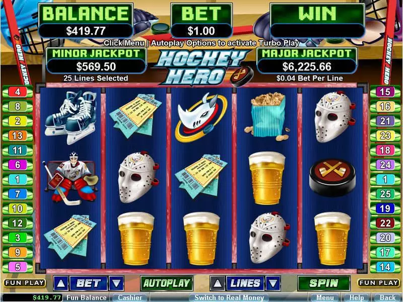 Hockey Hero RTG Slot Game released in April 2010 - Free Spins