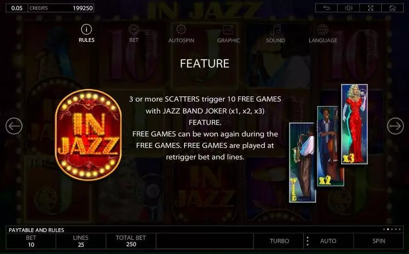 In Jazz Endorphina Slot Game released in April 2017 - Free Spins