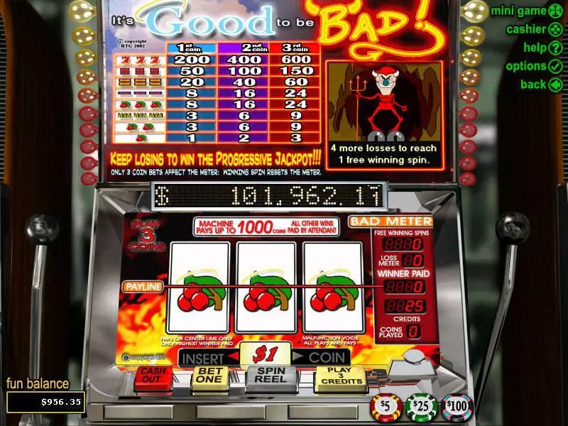 It's Good to be Bad RTG Slot Game released in January 2002 - Free Spins