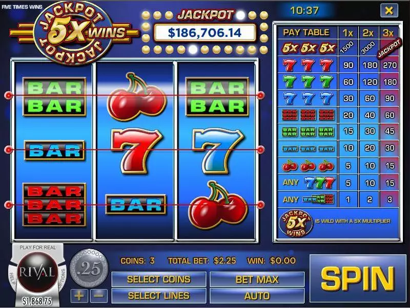 Jackpot 5x Wins Rival Slot Game released in May 2016 - 