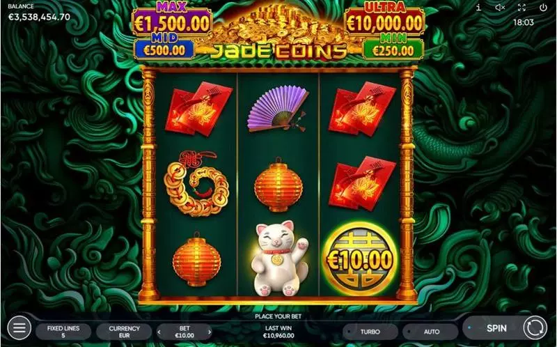 Jade Coins Endorphina Slot Game released in January 2024 - Bonus Game