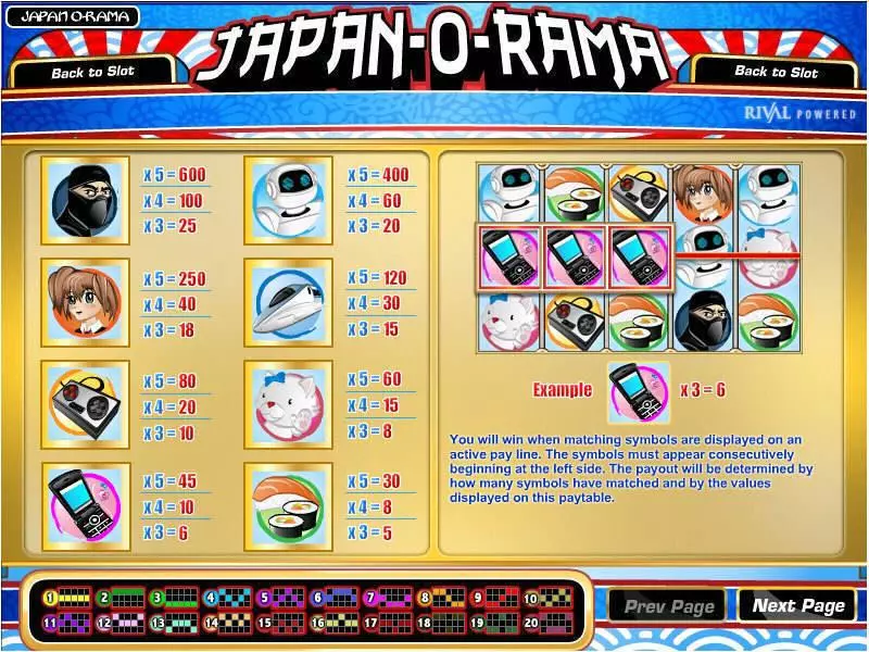Japan-O-Rama Rival Slot Game released in December 2010 - Free Spins