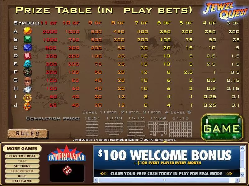 Jewel Quest CryptoLogic Slot Game released in   - 