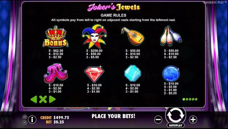 Joker's Jewels Pragmatic Play Slot Game released in March 2018 - 