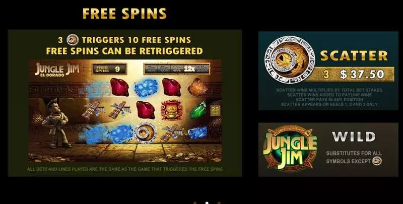 Jungle Jim El Dorado Microgaming Slot Game released in September 2016 - Free Spins