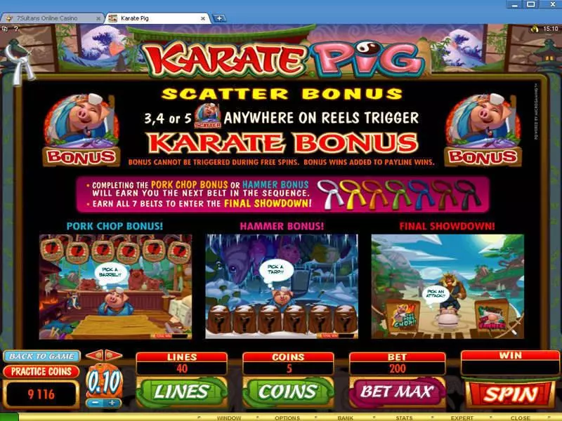 Karate Pig Microgaming Slot Game released in   - Free Spins