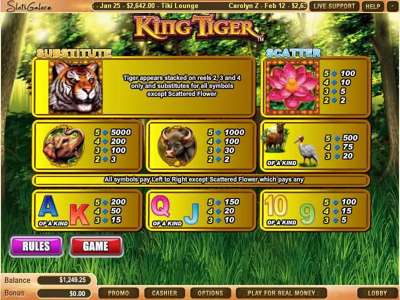King Tiger WGS Technology Slot Game released in January 2011 - Free Spins