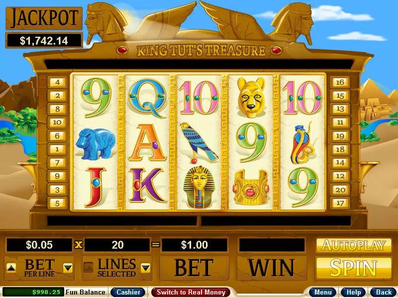 King Tut's Treasure RTG Slot Game released in May 2008 - Free Spins