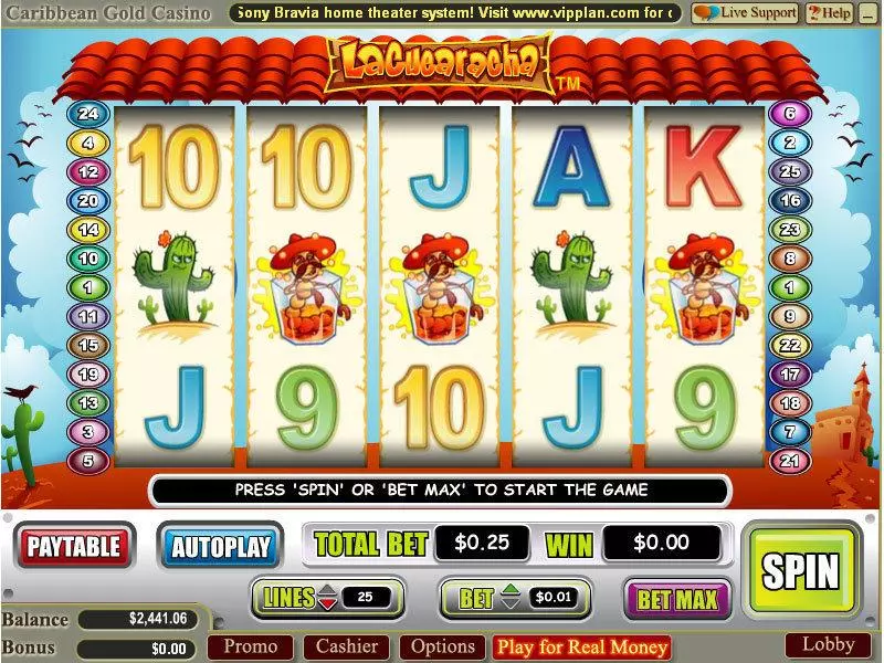 La Cucaracha WGS Technology Slot Game released in August 2010 - Free Spins