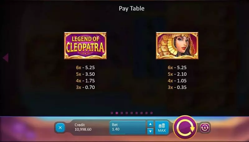 Legend of Cleopatra Playson Slot Game released in February 2018 - Free Spins