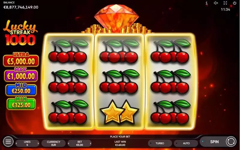 Lucky Streak 1000 Endorphina Slot Game released in December 2024 - Bonus Game