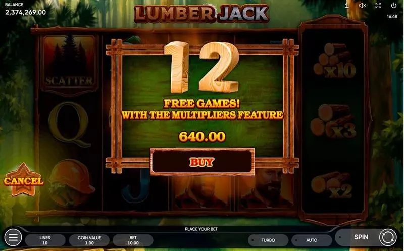 Lumber Jack Endorphina Slot Game released in May 2020 - Multipliers