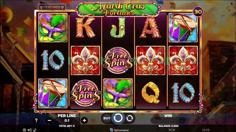 Mardi Gras Fortunes Spinomenal Slot Game released in February 2024 - Buy Feature