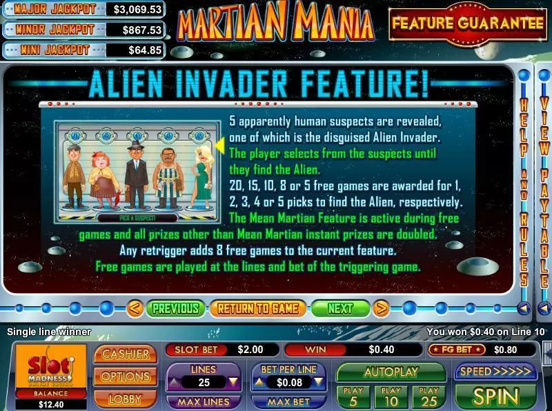 Martian Mania NuWorks Slot Game released in   - Second Screen Game
