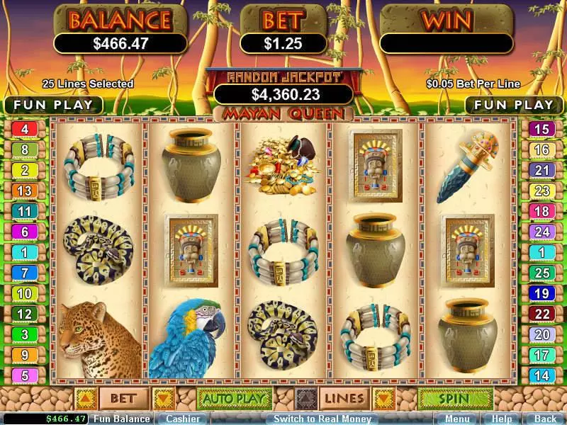 Mayan Queen RTG Slot Game released in September 2009 - Free Spins