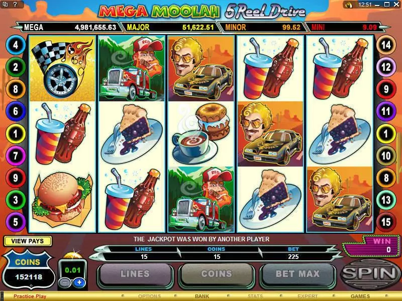 Mega Moolah 5 Reel Drive Microgaming Slot Game released in   - Jackpot bonus game